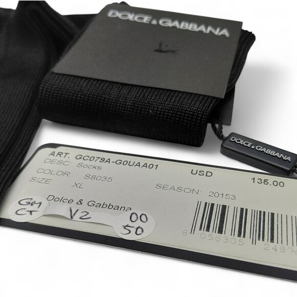 Dolce & Gabbana Men’s Silk Socks Black XL Made in Italy NWT Luxury Designer 0004 - Picture 11 of 11
